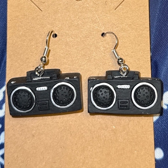 2/$35 Dangle Earrings Mini Boombox Model Tiny Radios Y2K 90s   Hip Hop Novelty - Picture 1 of 4